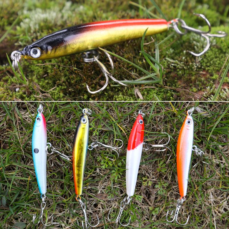 Sougayilang 4Pcs Card Fishing Lure Painting Topwater Wobblers Crankbait Pencil Artificial Hard Bait Fishing Tackle, Outdoor fishing supplies