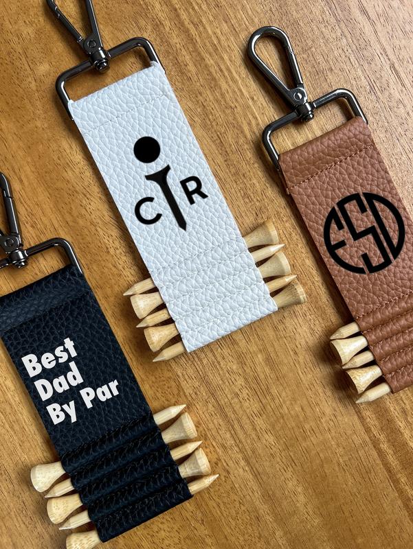 Personalized Leather Golf Bag Tag - Custom Golf Gift for Men - Monogrammed Golf Gifts For Women - Golf Tee Holder