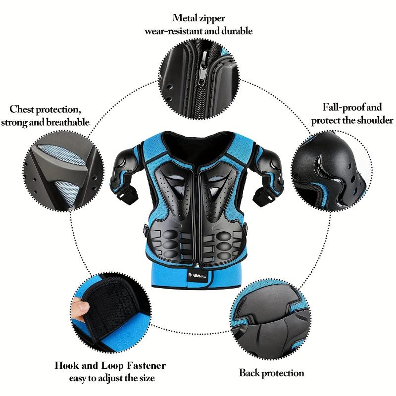 Kids Bicycle Armor Suit, Dirt Bike Riding Protective Gear, Chest Spine Back Protector, Shoulder Arm Elbow Knee Protector Pads For Cycling Skateboard, Skiing, Skating, Off-Road, Cross-country, Bike, Cycling, Suitable For Children Aged 4-12