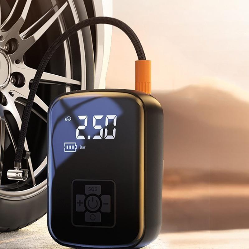 Portable Wireless Car Tire Inflator, Multifunctional Digital Display Car Air Pump with LED Light, Compact Car Inflator for Car, Bicycle, Motorcycle