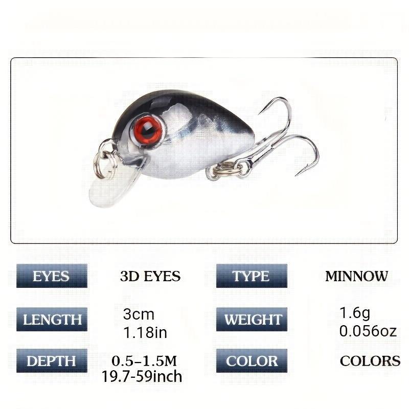 Simulation Mini Chubby Fish Bait, 10pcs box ABS Material Fish Bait, Hard Bait, Fishing Accessories for Outdoor Fishing