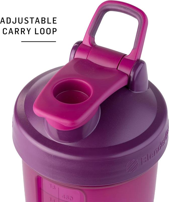 BlenderBottle Shaker Bottle with Pill Organizer and Storage for Protein Powder, ProStak System, 22-Ounce, Rose Pink