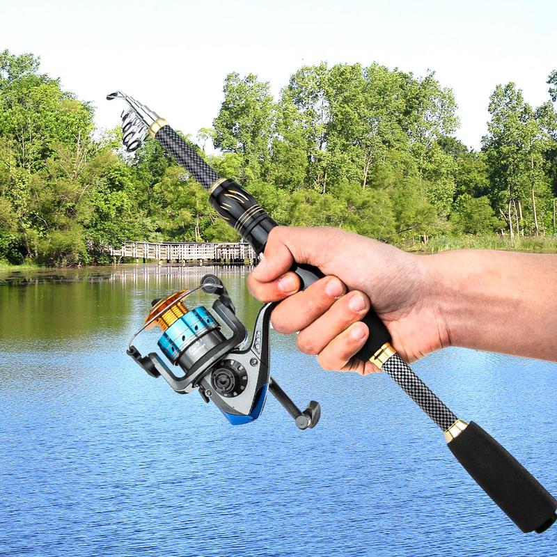 Fishing Rod Set for Christmas Gift, 1 Set Fishing Rods with Fishing Reel & Lure Accessories & Portable Fishing Rod Bag, Outdoor Fishing Accessories, Fishing Equipment, Fishing Stuff Christmas Gifts