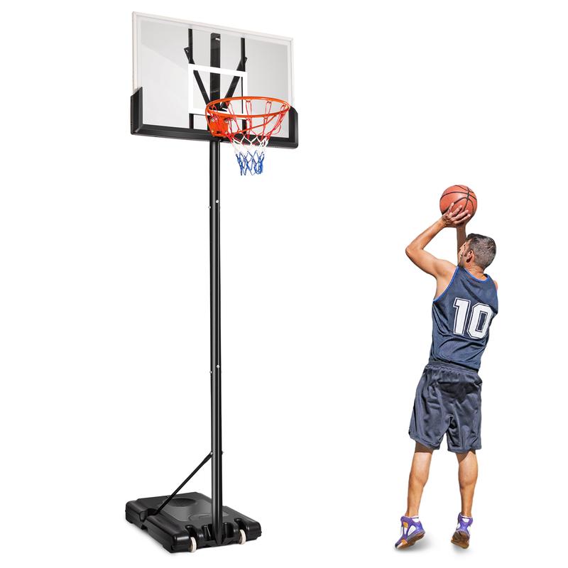 Portable Basketball Hoop with 44in Shatterproof Backboard, 4.4-10ft Height Adjustable Basketball Hoops Stand System for Kids Adults in Outdoor Indoor, with Premium PC Backboard