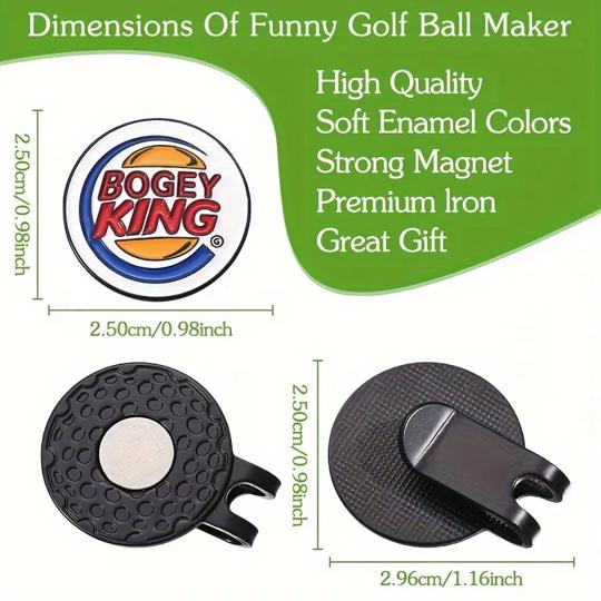 (Bogey King) Premium Golf Ball Marker with Magnetic Hat Clip - Durable and Strong Hold for Easy Access on the Course