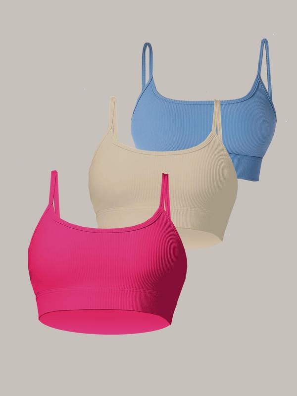 Women's Solid Color Spaghetti Strap Push Up Bras, Breathable Comfortable Sports Bra, Ladies Sportswear for Indoor Outdoor Wear