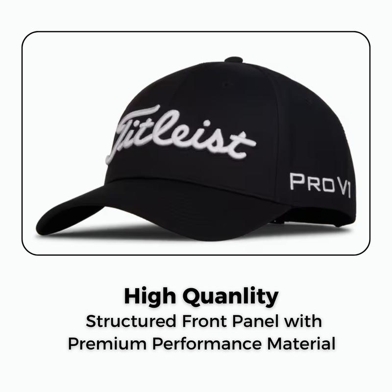 Titleist Tour Performance Golf Hat - Embroidered Logo, Lightweight and Breathable, Unisex Black White, UPF 50+ Sun Protection golf hats