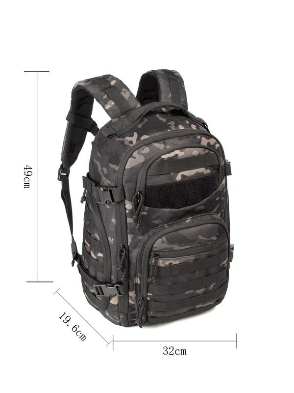 Camo Pattern Sports Backpack, Multi-pocket Large Capacity Zipper Bag, Lightweight Tactical Backpack For Outdoor Sports