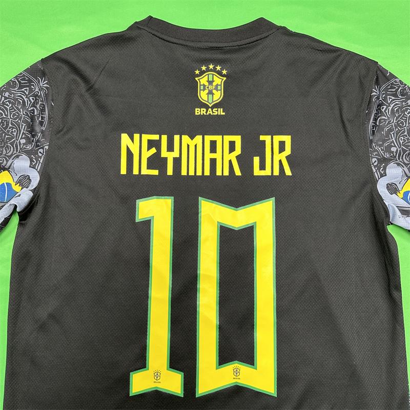 Nike 2425 Brazil Black Short Sleeve Special Edition Redeemer Five Star Neymar Jr  Soccer Jersey