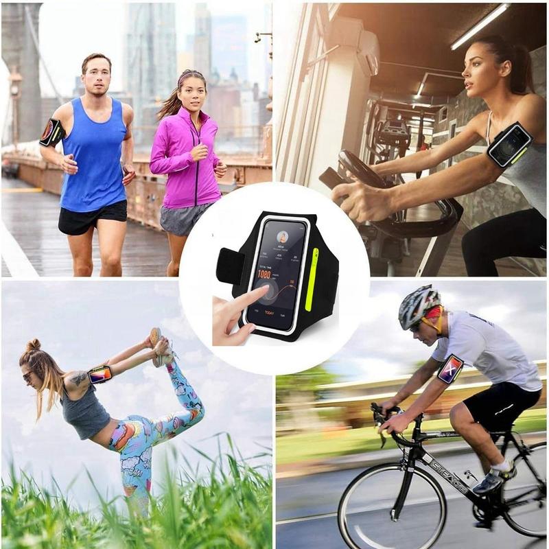 Running Armband, Sports Phone Holder for iPhone 15 14 13 12 11 Pro Max Plus, Galaxy S24 S23 S22 S21, Fitness Workout Armband Protective Case with Earphones Pocket & Card Slot, Phone Accessories