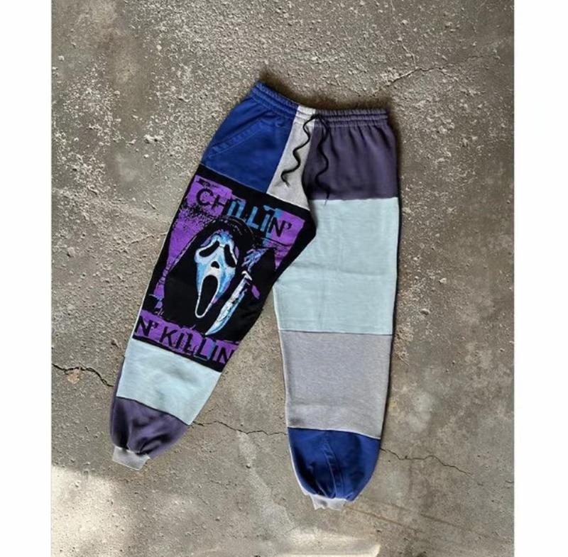 Ghost Face Call Me Halloween Joggers, Halloween Jogger Pants, Spooky Ghostface Pants, Fall Winter Pants, Jogger Pant For Men, Patchwork Joggers Halloween