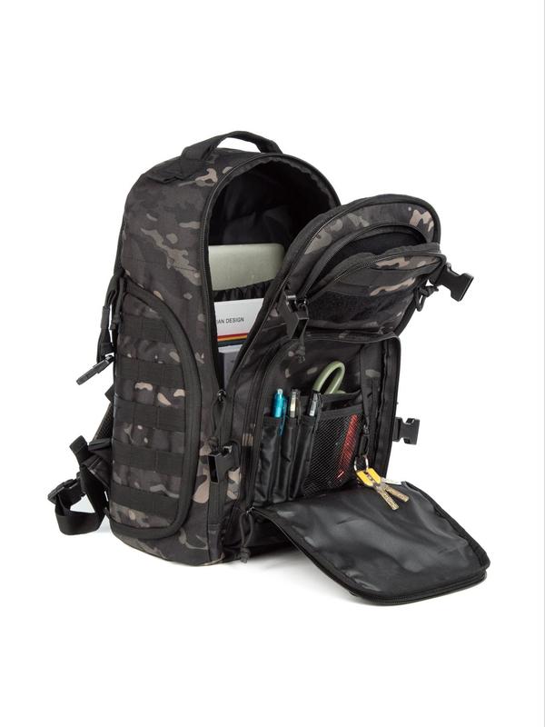 Camo Pattern Sports Backpack, Multi-pocket Large Capacity Zipper Bag, Lightweight Tactical Backpack For Outdoor Sports