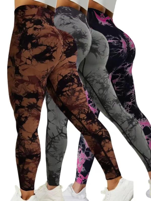 Women's Tie Dye Print High Waist Sports Leggings, Casual Comfy Breathable Skinny Pants for Yoga Gym Workout, Ladies Sportswear for All Seasons