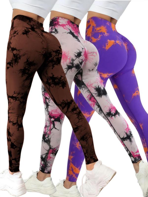 Women's Tie Dye Print High Waist Sports Leggings, Casual Comfy Breathable Skinny Pants for Yoga Gym Workout, Ladies Sportswear for All Seasons