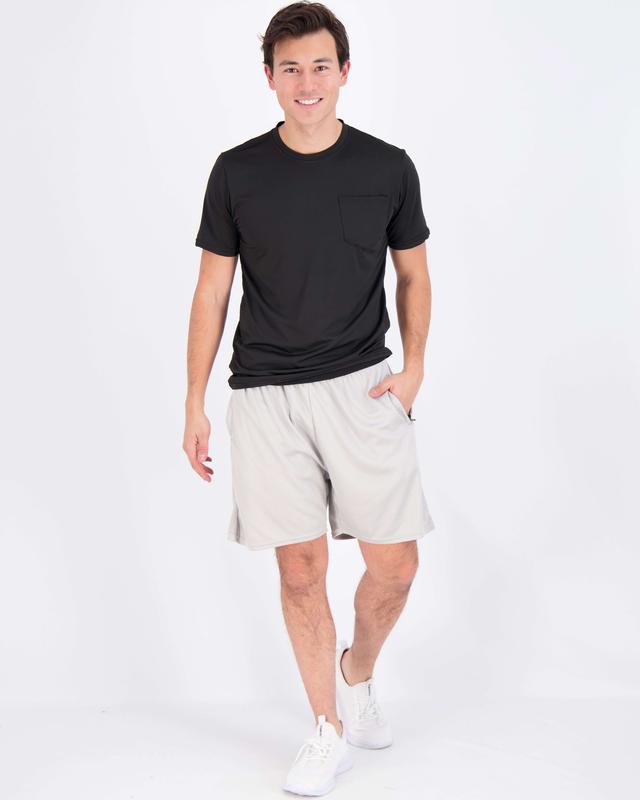 Real Essentials 4 Pack: Men's Dry-Fit Short Sleeve Pocket Crew Performance Athletic T-Shirt (Available in Big & Tall)