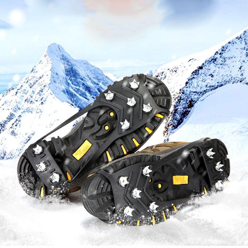 1 Pairs  Spikes, Ice Cleats Non Slip Gripper Spikes with 8 Steel Studs Traction Cleats Grips for Boots Shoes Climbing Mountaineering Hiking Walking on Ice Snow (M Size or L size)