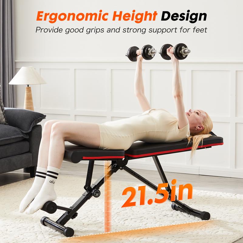 Adjustable Weight Bench for Full Body Exercise and Strength Training - Foldable Bench Press for Home Gym