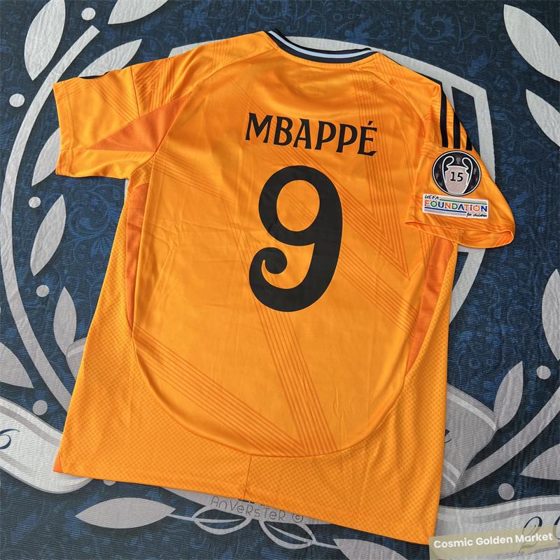 2425  Away Orange No. 9 Mbappe Short Sleeve Soccer Jerseys