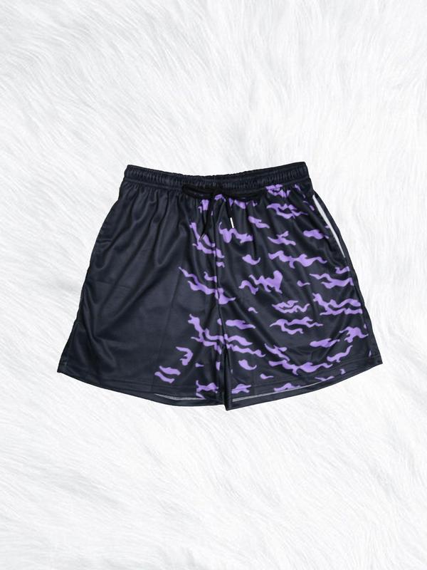 Sporty Men's All Over Print Drawstring Waist Sports Shorts, Gym Shorts Athletic Shorts, Regular Fit Casual Elastic Waist Track Shorts for Summer, Gym Shorts, Men's Gym Clothes Sportswear for Running Basketball