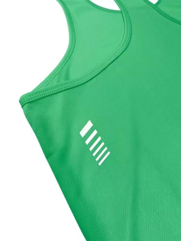 Men's Letter Print Scoop Neck Sports Vest, Sporty Sleeveless Tank Top for Gym Workout Running, Menswear for All Seasons