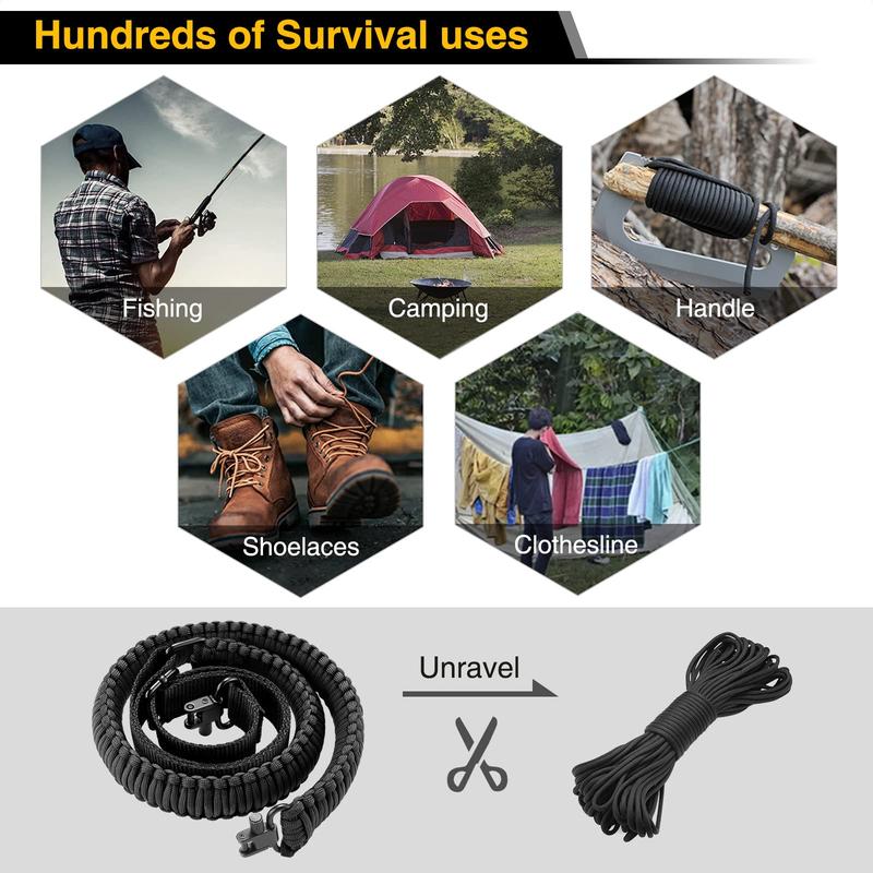 Outdoor Nylon Braided Strap, 1 Count Multifunctional Adjustable Shoulder Strap, Camping Combat Parachute Strap with 2-point Hanging Rope