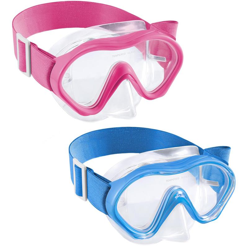 Aegend 2 Pack Kids Swim Goggles with Nose Cover, Anti Fog Knitted Strap No leak Wide View Clear Vision Snorkel Mask for Boys and Girls