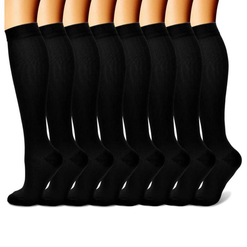 Unisex's Solid Compression Socks, 6 Pairs Athletic Running Socks, Sports Socks for Men & Women, Compression Socks for Fall & Winter