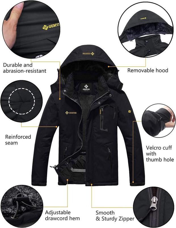 GEMYSE Men's Mountain Waterproof Ski Snow Jacket Winter Windproof Rain Jacket polo pufferjacket Men's Waterproof Men's Water-Resistant winter coat christmas giftideas christmasgift TikTokShopBlackFriday