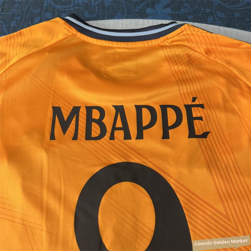 2425  Away Orange No. 9 Mbappe Short Sleeve Soccer Jerseys