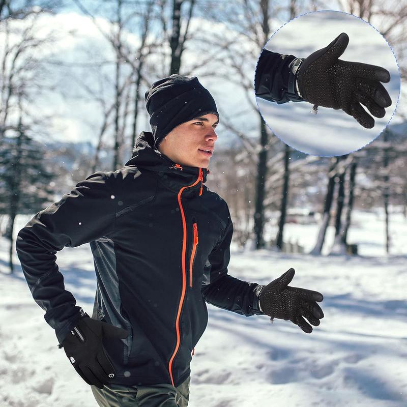 3 Pairs Winter Warm Gloves Touch Screen Ski Gloves Anti Slip Windproof Thermal Gloves for Men Women Running Hiking