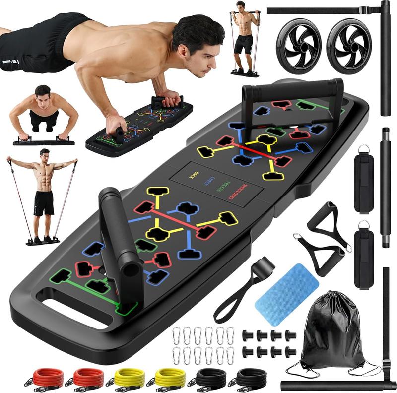 Push Up Board,Home Gym,Portable Exercise Equipment,Pilates Bar & 20 Fitness Accessories with Resistance Bands