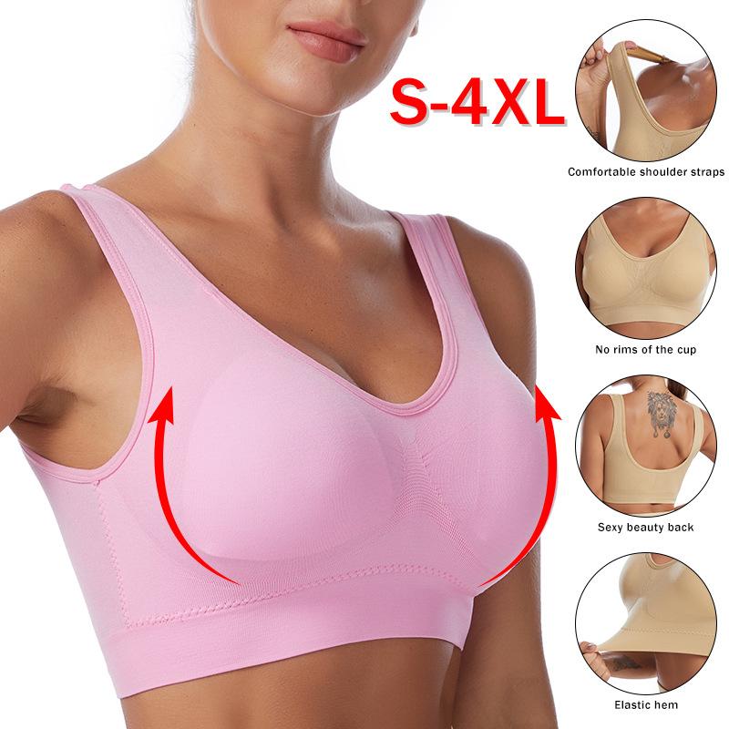 Wireless Sports Bra for Women with Back Support and Padding