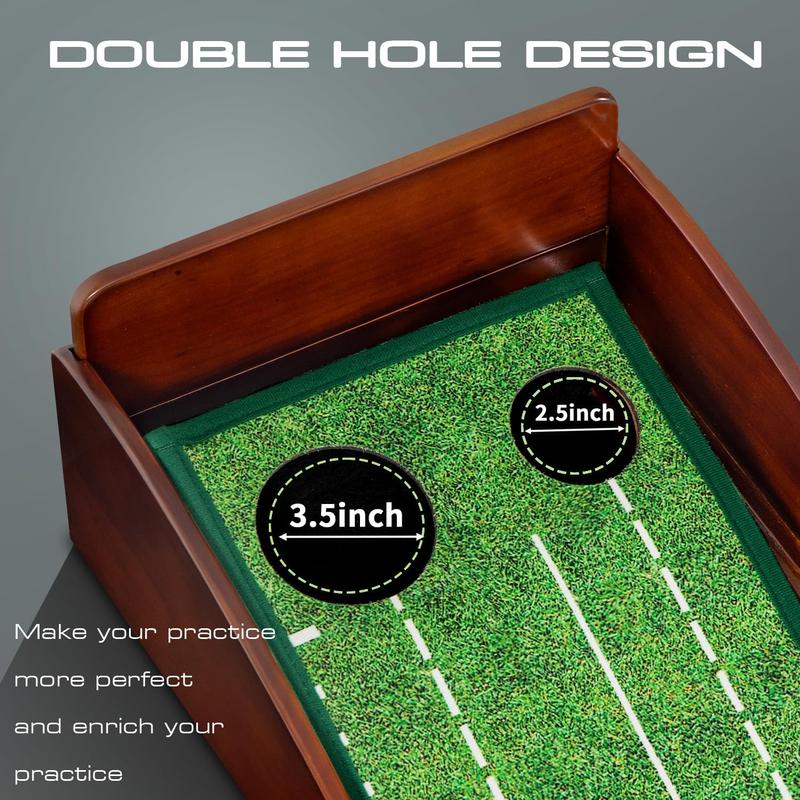 Indoor Putting Green – Portable, Easy to Assemble with Putting Mirror, Wrinkle-Free Natural Rubber Mat, Solid Wood Construction! Perfect Gift for Golf Enthusiasts.