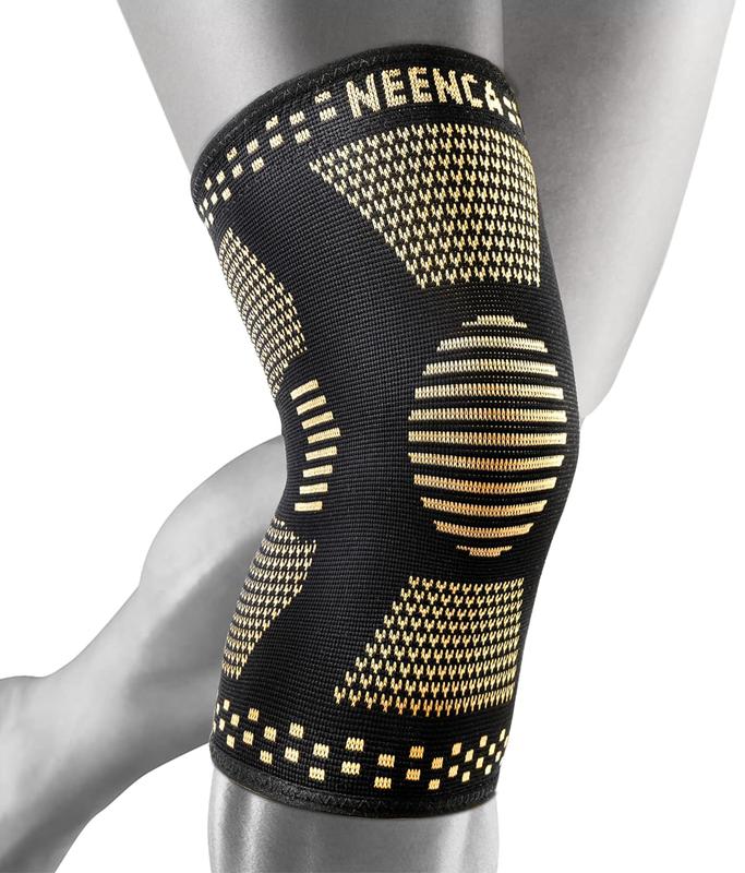 NEENCA Copper Sports Knee Sleeve for Runner,Workout, Gym, Basketball, Volleyball,Hiking Professional Copper Elastic Knee Pads Spicy Dill knee pain Infused Copper Fit Knee Sleeve