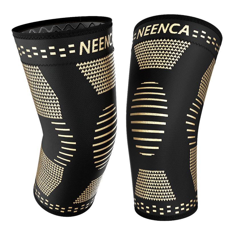 NEENCA Copper Sports Knee Sleeve for Runner,Workout, Gym, Basketball, Volleyball,Hiking Professional Copper Elastic Knee Pads Spicy Dill knee pain Infused Copper Fit Knee Sleeve