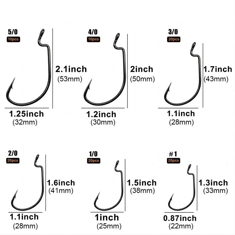 Stainless Steel Fishing Hooks, 100pcs Wide Gap 2X Strong Senko Bait Texas Rig Jig Fish Hooks for Bass Trout Saltwater Freshwater, Fishing Accessories, Fishing Equipment, Christmas Gift