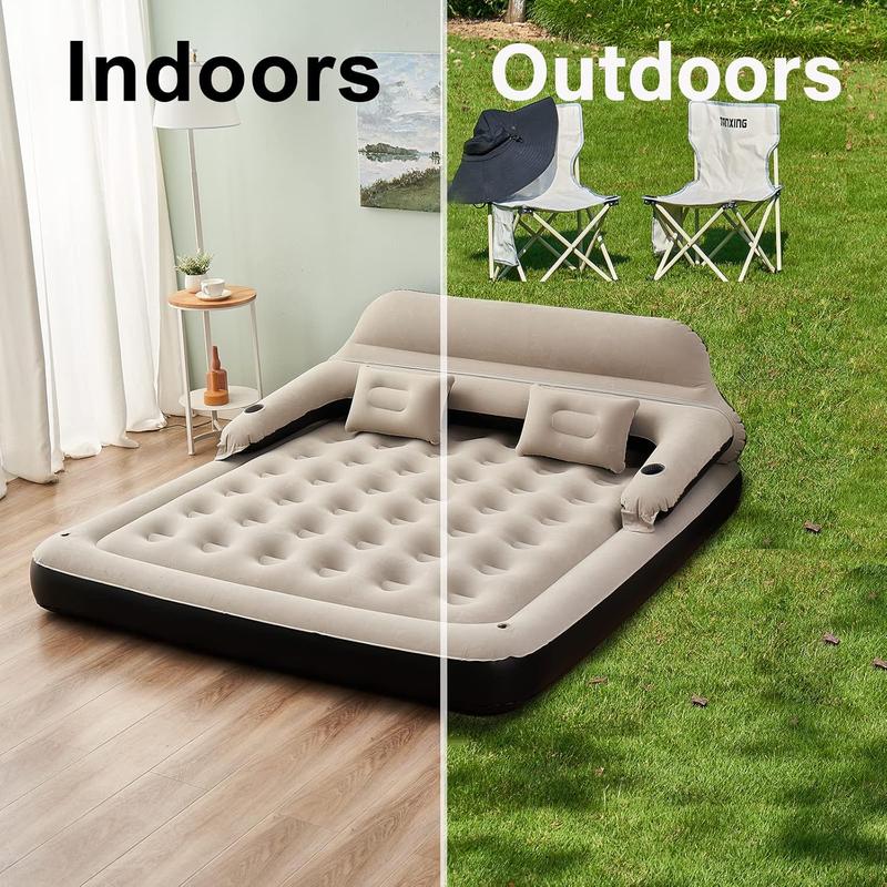 Size Air Mattress Sofa Bed with Headboard and Pillow, Inflatable Bed for Outdoor Overnight