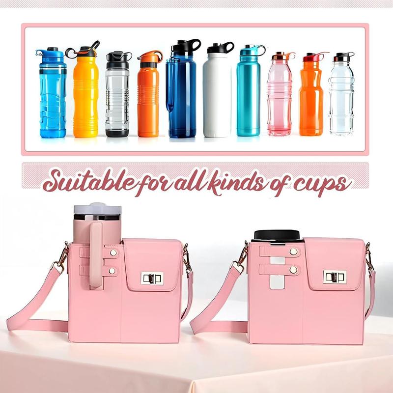 Outdoor Portable Crossbody Water Cup Storage Bag, 1 Count Multifunctional Cup Bag with Storage Pocket for Women, Accessories for Stanley Cup