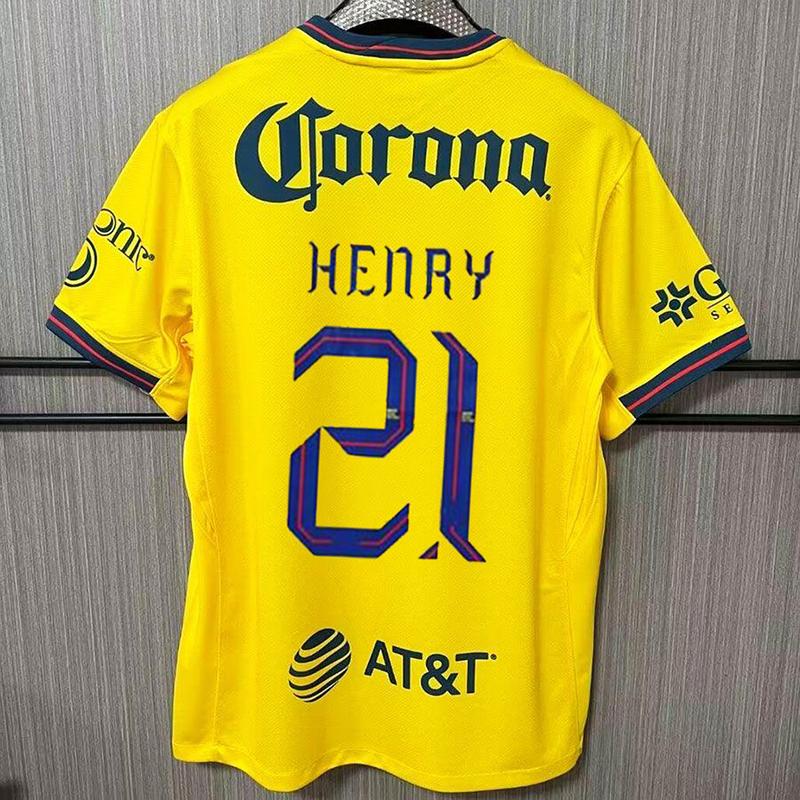 24-25 Mexico Club America Home No.21 Soccer Jersey Yellow T-shirt Sports Training Shirt Football Uniform Unisex Top Quality