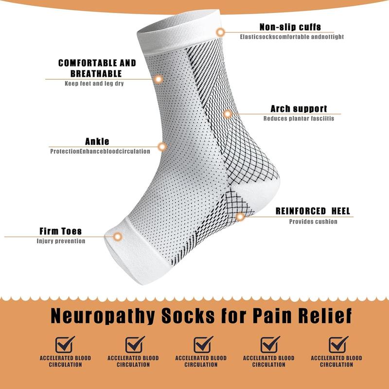 Socks for Women and Men, Soothe Relief Socks for Plantar Fasciitis, Comprex Ankle Sleeves Plantar Fasciitis Socks Compression Socks for Neuropathy Ankle Pain Relief (L-XL, Black)