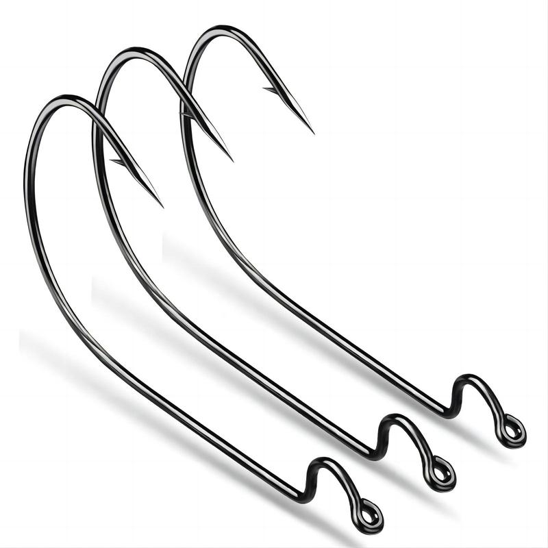 Stainless Steel Fishing Hooks, 100pcs Wide Gap 2X Strong Senko Bait Texas Rig Jig Fish Hooks for Bass Trout Saltwater Freshwater, Fishing Accessories, Fishing Equipment, Christmas Gift