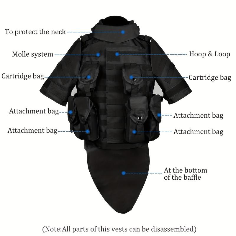 Adjustable Black Tactical Vest - Grade Vest With Multiple Pockets For Outdoor, Airsoft, Paintball, And Hunting