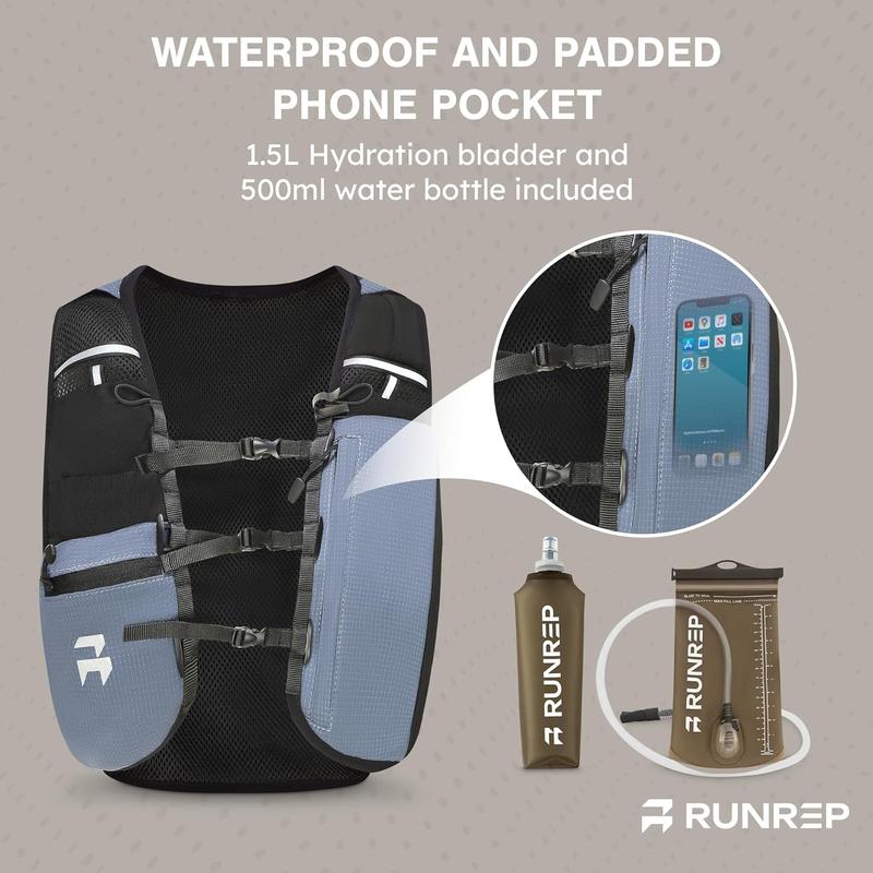 Running Vest for Women and Men with 1.5L Bladder Running Water Bottle, Phone Holder and Adjustable Straps | Running Hydration Vest | Marathon Running Accessories for Men and Women | Running Gear