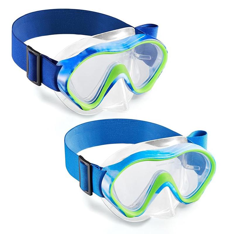 Aegend 2 Pack Kids Swim Goggles with Nose Cover, Anti Fog Knitted Strap No leak Wide View Clear Vision Snorkel Mask for Boys and Girls