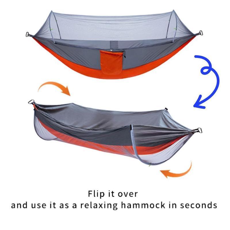 Automatic Open Outdoor Hammock, Portable Hammock with Anti-Mosquito Net & Accessories, Suitable for Camping Activities, Comfortable Hammock Tent