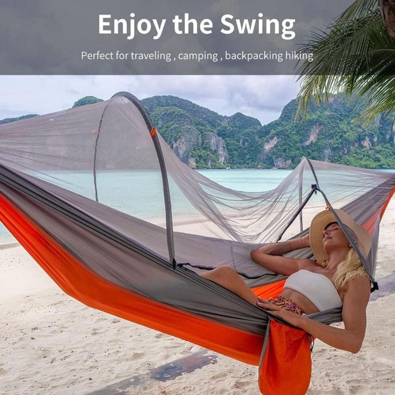 Automatic Open Outdoor Hammock, Portable Hammock with Anti-Mosquito Net & Accessories, Suitable for Camping Activities, Comfortable Hammock Tent