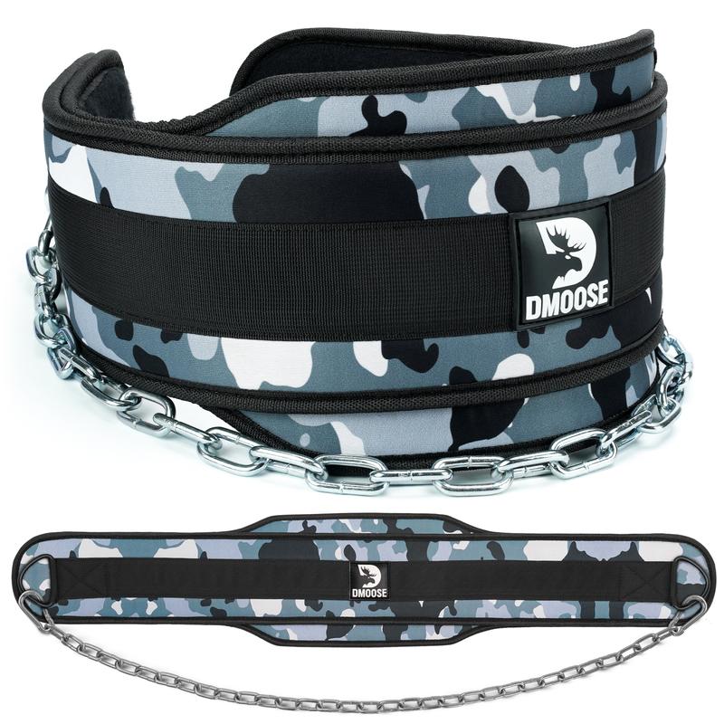 DMoose Dip Belt with Chain for Weightlifting, Pull-Ups and Dips - 6-inch Lumbar Support for Added Comfort