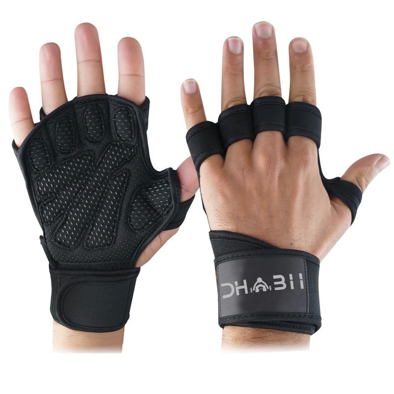 Dhabii Ventilated Workout Gloves with Built-in Wrist Wraps, silicon padding for extra grip used for Pull Ups, Cross training and other Fitness workout