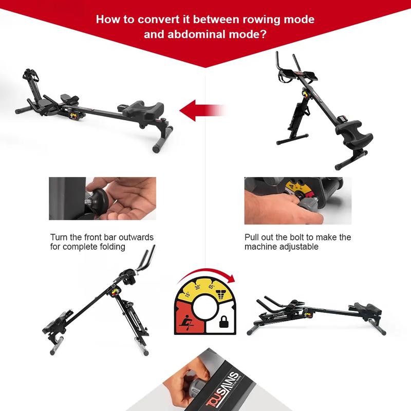 home 3 in 1 foldable rowing machine& ab coaster