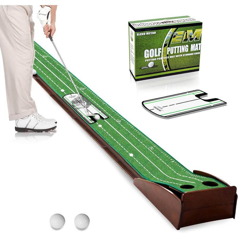 Indoor Putting Green – Portable, Easy to Assemble with Putting Mirror, Wrinkle-Free Natural Rubber Mat, Solid Wood Construction! Perfect Gift for Golf Enthusiasts.